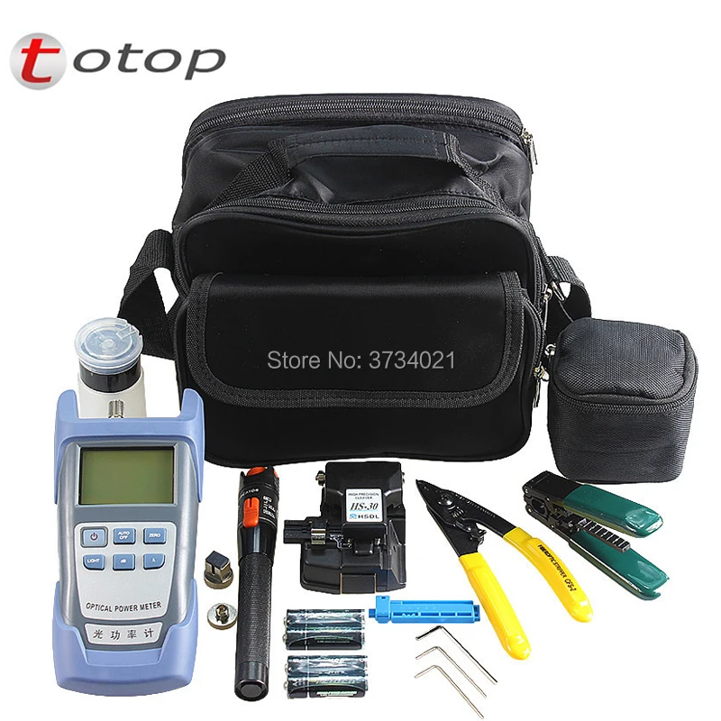 Fiber Optic FTTH Tool Kits with Fiber Cleaver HS-30, 10mw Visual Fault Locator 8-12KM, Optical Power Meter, Alcohol bottle etc
Fiber Optic FTTH Tool Kits with Fiber Cleaver HS-30, 10mw Visual Fault Locator 8-12KM, Optical Power Meter, Alcohol bottle etc