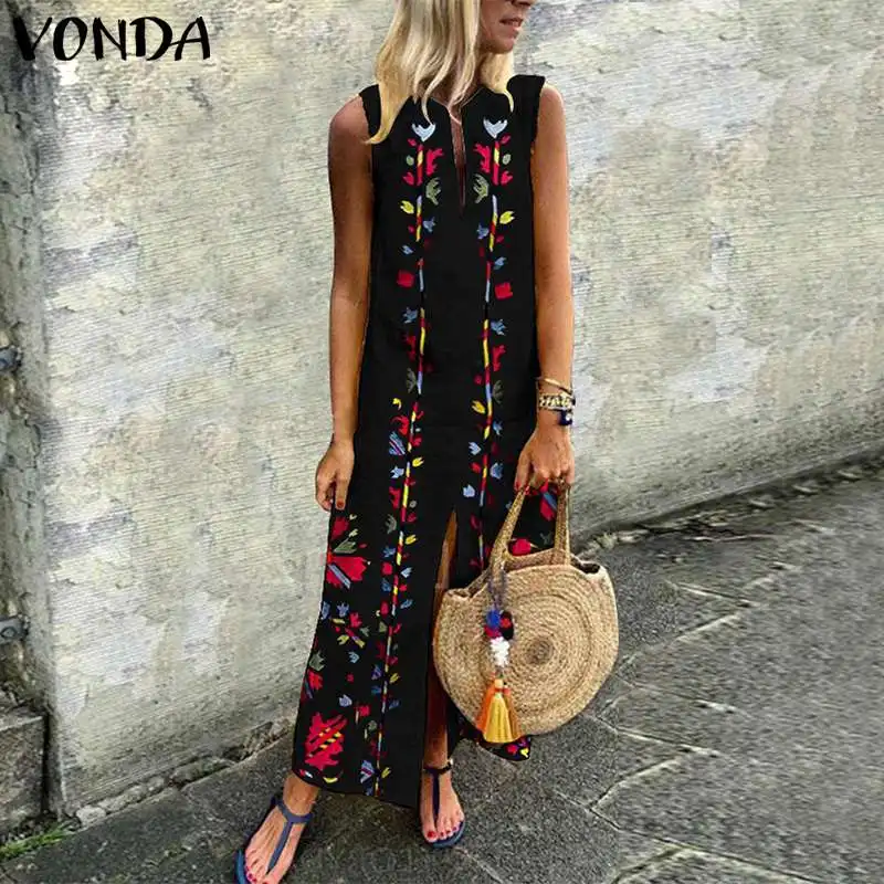 Bohemian Women Printed Dress 2019 VONDA Summer Sexy Sleeveless Split Maxi Long Dresses Casual Loose Kaftan Plus Size Vestidos
Bohemian Women Printed Dress 2019 VONDA Summer Sexy Sleeveless Split Maxi Long Dresses Casual Loose Kaftan Plus Size Vestidos