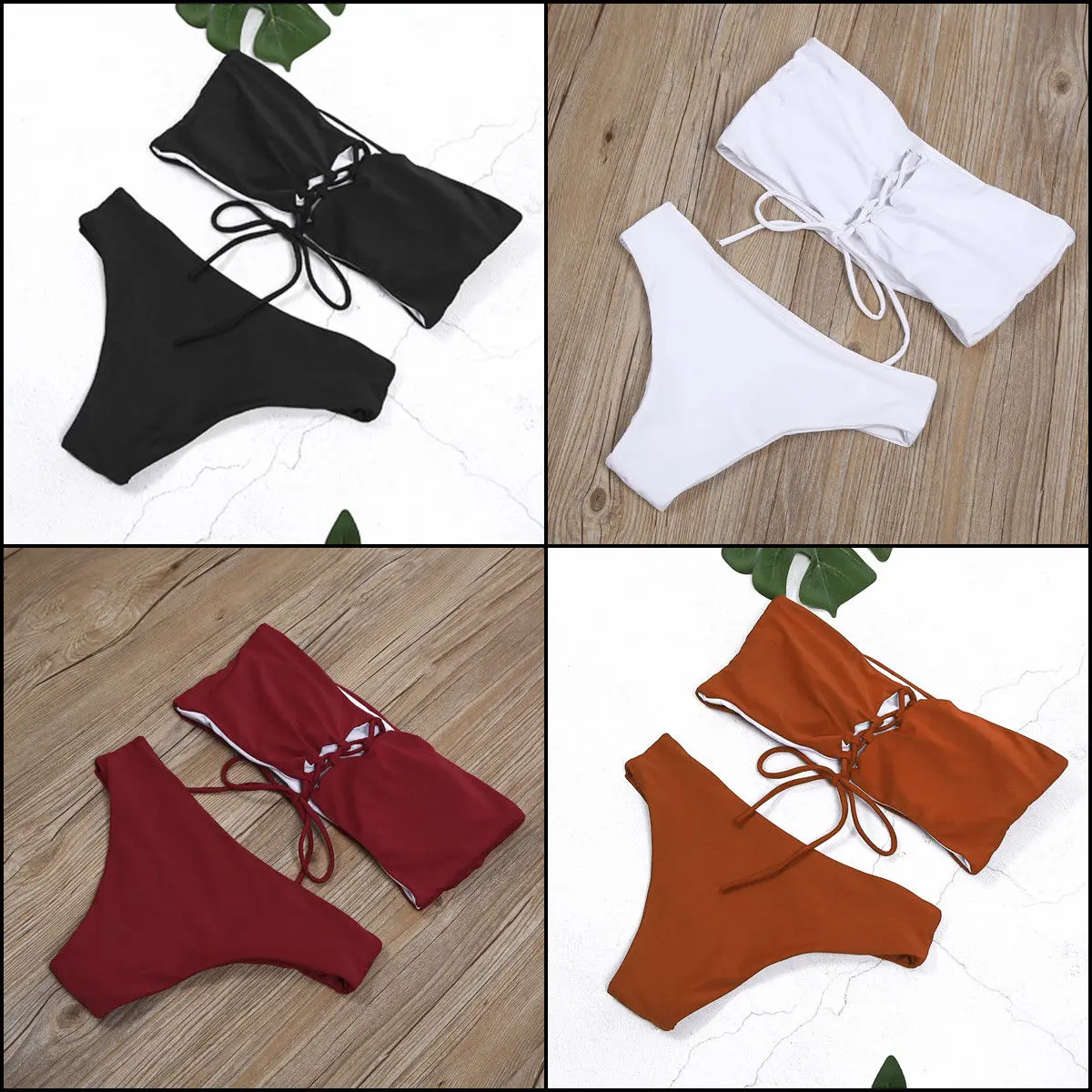 Women Swimwear Bikini Set Push-up Padded Bra Bathing Suit Bandage Cross Sleeveless Strapless Swimsuit Swimming Suit
Women Swimwear Bikini Set Push-up Padded Bra Bathing Suit Bandage Cross Sleeveless Strapless Swimsuit Swimming Suit