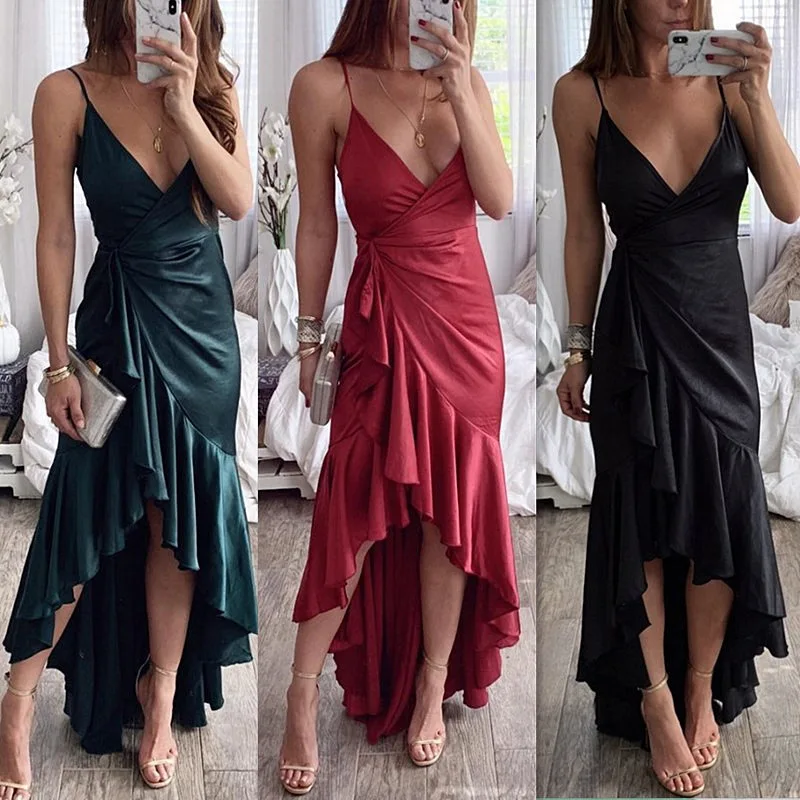 Uguest Women Maxi Long Dress Asymmetrical Solid Ruffles Ankle Length Sleeveless V Neck Spaghetti Strap Sashes Summer Sexy Dress
Uguest Women Maxi Long Dress Asymmetrical Solid Ruffles Ankle Length Sleeveless V Neck Spaghetti Strap Sashes Summer Sexy Dress