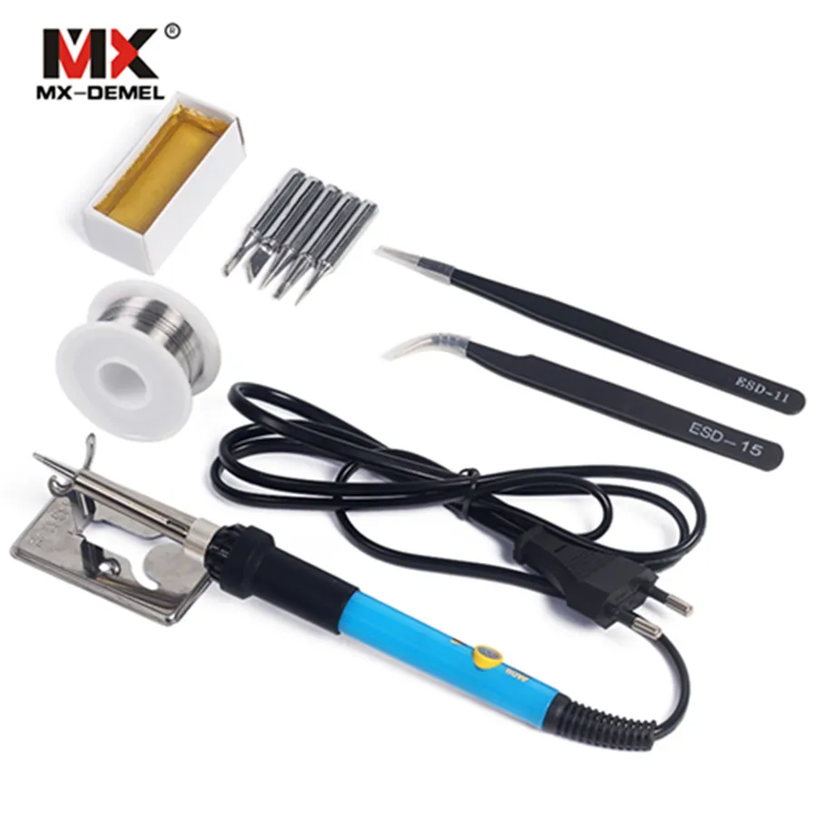 110V 220V 60W Adjustable Temperature Electric Soldering Iron Kit+5pcs Tips Portable Welding Repair Tool Set Tweezers Solder Wire
110V 220V 60W Adjustable Temperature Electric Soldering Iron Kit+5pcs Tips Portable Welding Repair Tool Set Tweezers Solder Wire