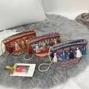 2019 HOT Fashion women's shoulder bag boho straw handmade tassel beach bag Messenger bag
2019 HOT Fashion women's shoulder bag boho straw handmade tassel beach bag Messenger bag
