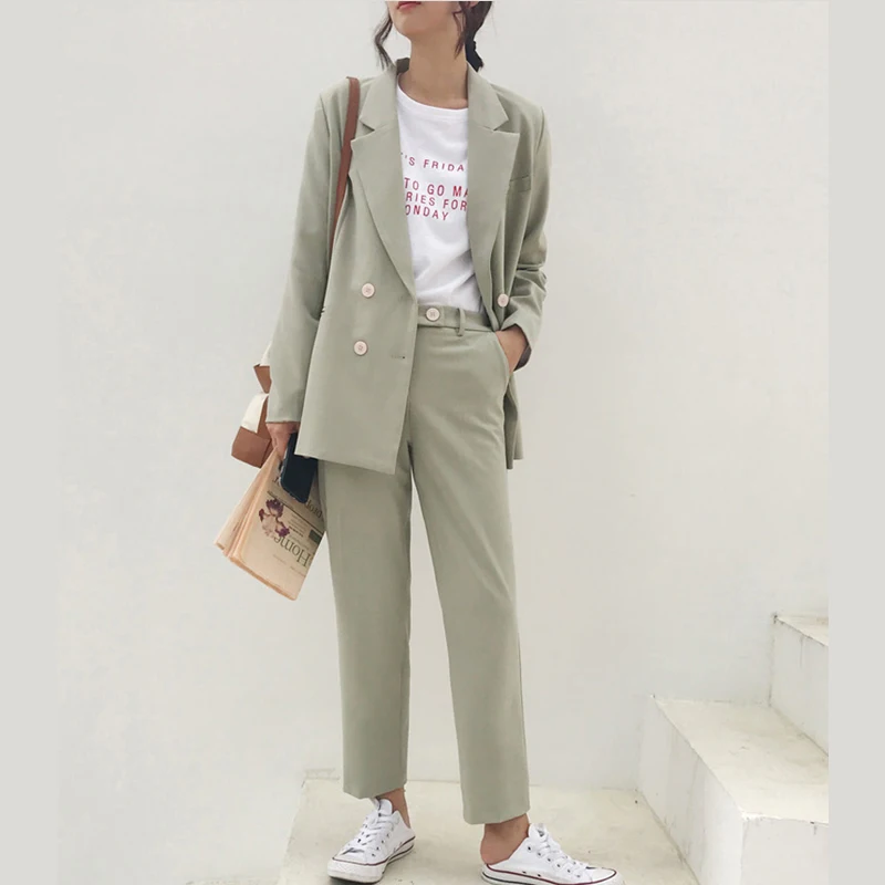2020 Spring Office Wear Vintage Double Breasted Pant Suit Notched Blazer Jacket & Pant Women ensemble femme conjuntos de mujer
2020 Spring Office Wear Vintage Double Breasted Pant Suit Notched Blazer Jacket & Pant Women ensemble femme conjuntos de mujer