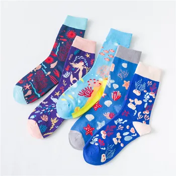 Fashion Mermaid Printed Women Socks Dark Blue Underwater World Shell Starfish Happy Socks Harajuku Comfort Chaussette Femme
Fashion Mermaid Printed Women Socks Dark Blue Underwater World Shell Starfish Happy Socks Harajuku Comfort Chaussette Femme