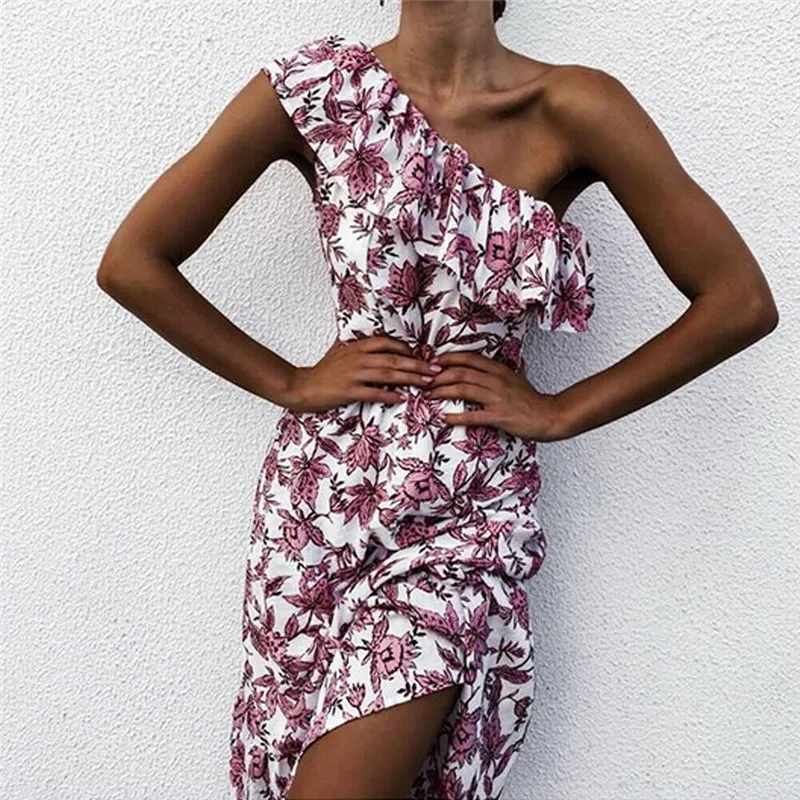 Trendy Women dress One Shoulder Ruffle sleeveless Flower print Ladies Beach Casual Chiffon Dresses one pieces
Trendy Women dress One Shoulder Ruffle sleeveless Flower print Ladies Beach Casual Chiffon Dresses one pieces