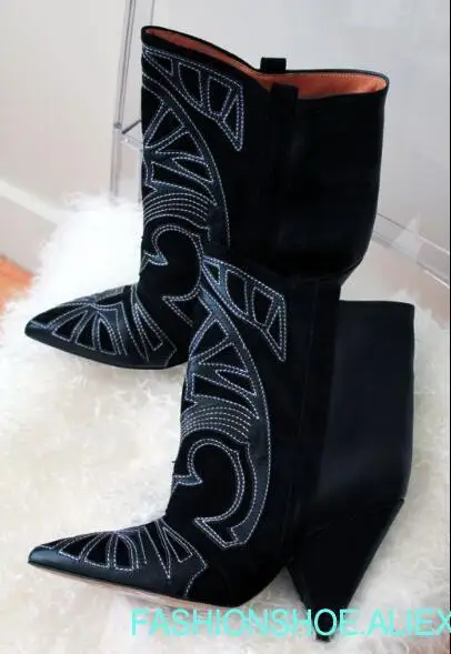 fashion woman Totem Embroidered Leather spike low heel pointed toe ankle boots real photo large size custom make real photos
fashion woman Totem Embroidered Leather spike low heel pointed toe ankle boots real photo large size custom make real photos