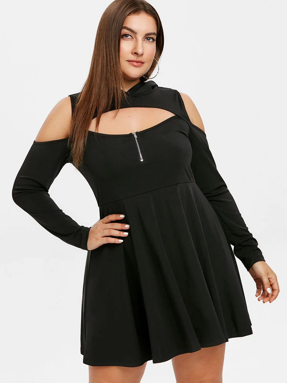 Wipalo 2019 Cold Shoulder Black Party Dress Plus Size Cutout Zipper Hooded Female Mini Dress A-Line Dress Summer Vestido Femme
Wipalo 2019 Cold Shoulder Black Party Dress Plus Size Cutout Zipper Hooded Female Mini Dress A-Line Dress Summer Vestido Femme