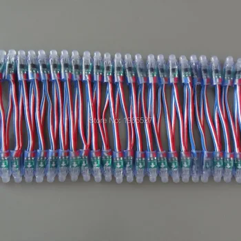 18AWG Wire 100pcs/string DC12V 12mm WS2811 addressable RGB smart led pixel light module node,with RGB wire,waterproof IP68 rated