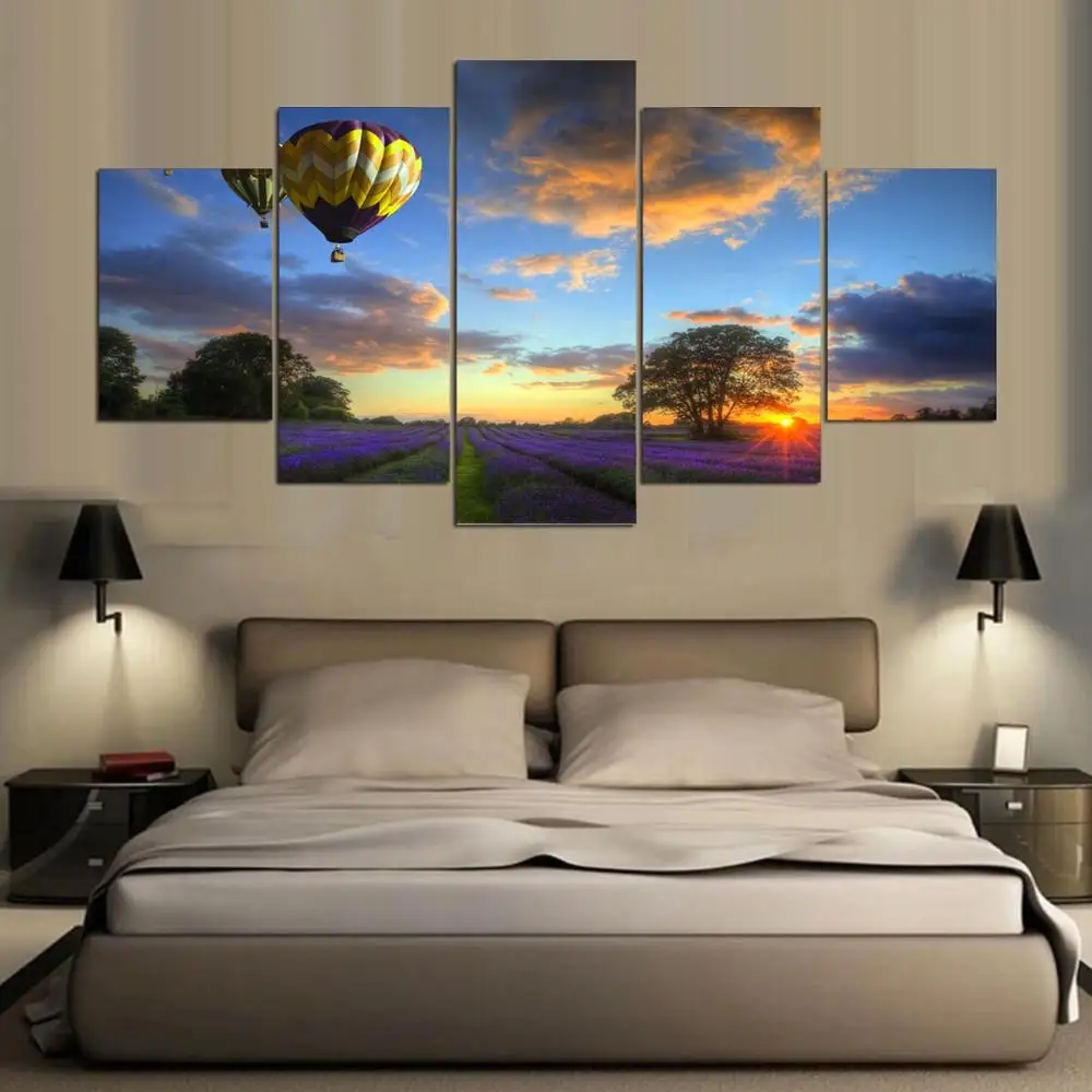 Modern Canvas Pictures HD Printed Wall Art Frame 5 Pieces Provence Scenery Lavender Purple Flower Balloon Living Room Home Decor
Modern Canvas Pictures HD Printed Wall Art Frame 5 Pieces Provence Scenery Lavender Purple Flower Balloon Living Room Home Decor