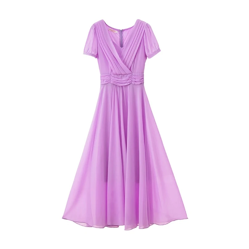 Women Summer Short Sleeve Beach Party Dress Fashion Elegant Lady V-neck Solid A-line Chiffon Dresses Vestidos
Women Summer Short Sleeve Beach Party Dress Fashion Elegant Lady V-neck Solid A-line Chiffon Dresses Vestidos