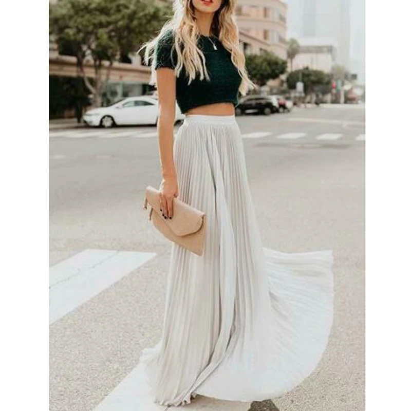 New Women Casual Loose Retro Stretch High Waist Skater Pleated Swing Skirt Ladies Long maxi Solid Sweet Skirts New 2019
New Women Casual Loose Retro Stretch High Waist Skater Pleated Swing Skirt Ladies Long maxi Solid Sweet Skirts New 2019