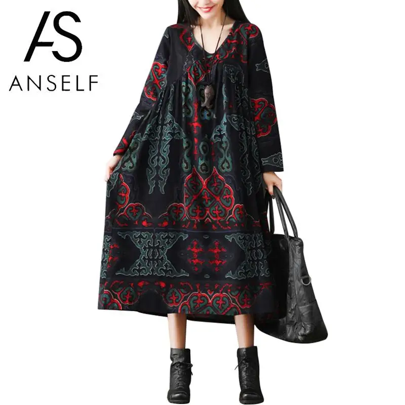 2019 Fashion Women Vintage Plus Size Cotton Linen Dress Retro Print V Neck Long Sleeve Autumn Winter Baggy Large Size Maxi Dress
2019 Fashion Women Vintage Plus Size Cotton Linen Dress Retro Print V Neck Long Sleeve Autumn Winter Baggy Large Size Maxi Dress