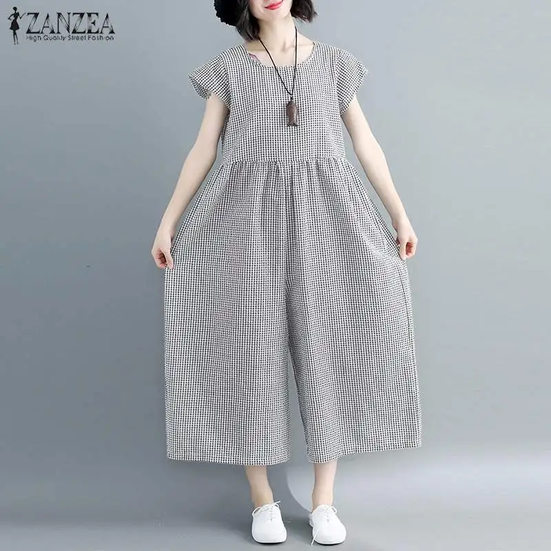 Check Summer Pants ZANZEA 2019 Women Wide Leg Jumpsuits Vintage High Waist Short Sleeve Playsuits Female Plaid Rompers Plus Size
Check Summer Pants ZANZEA 2019 Women Wide Leg Jumpsuits Vintage High Waist Short Sleeve Playsuits Female Plaid Rompers Plus Size