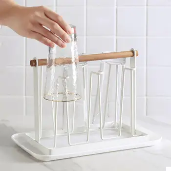 Cup Drying Rack Stand Non-slip Iron Art Hook Bottle Drainer Mugs Cups Wine Glasses Organizer with Wood Handle Tray 
Cup Drying Rack Stand Non-slip Iron Art Hook Bottle Drainer Mugs Cups Wine Glasses Organizer with Wood Handle Tray