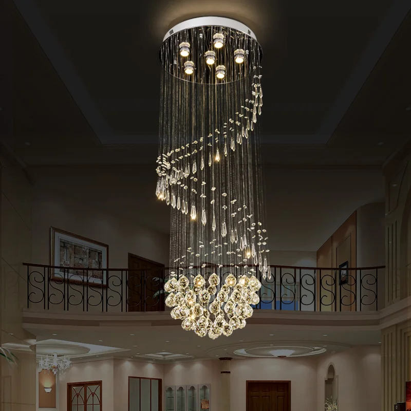 

Modern crystal Chandeliers LED Crystal long Staircase Indoor Chandelier Long Stair lamps Hotel hall Lighting Fixture AC110-220V