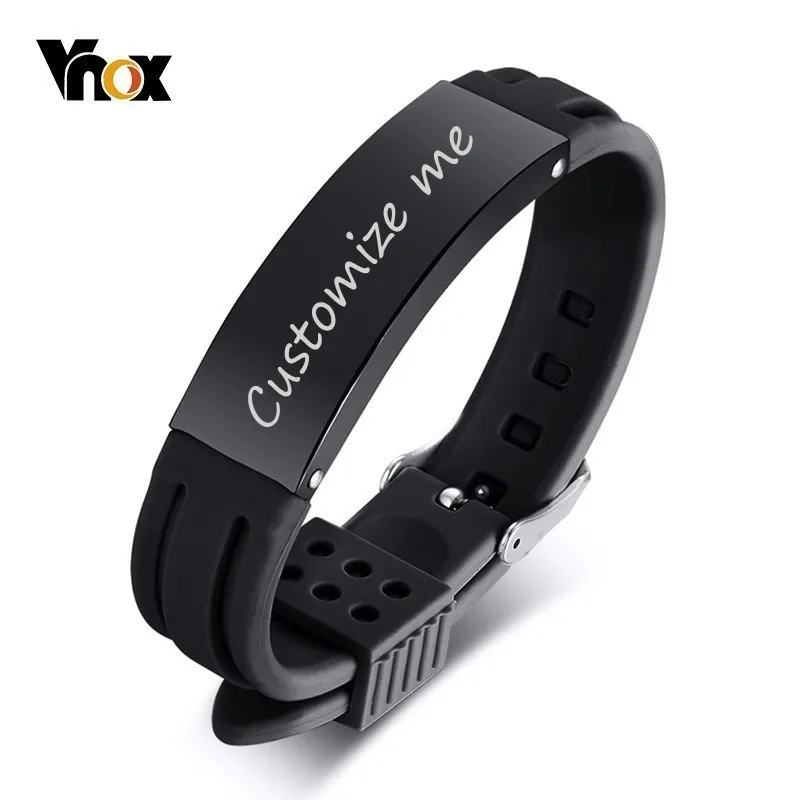 Vnox 16mm Personalize Bracelets for Men Silicone Band with Stainless Steel ID Bar Casual Jewelry Valentine's Day Gift for Him
Vnox 16mm Personalize Bracelets for Men Silicone Band with Stainless Steel ID Bar Casual Jewelry Valentine's Day Gift for Him