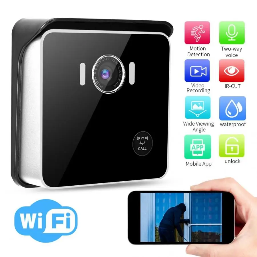 Беспроводной умный видеозвонок HD Wi-Fi датчик движения домашняя сигнализация
