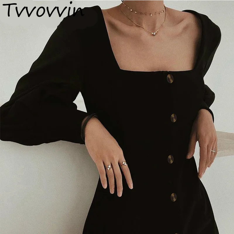 TVVOVVIN Sexy Black Dresses Women Square Collar Lantern Long Sleeve High Waist Mini Dress Female Elegant 2019 Spring New E040 
TVVOVVIN Sexy Black Dresses Women Square Collar Lantern Long Sleeve High Waist Mini Dress Female Elegant 2019 Spring New E040