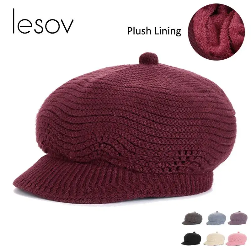 Lesov Knitted Octagonal Hats Plush Lining Autumn Winter Hats For Women Vintage Faux Wool Newsboy Cap Women Hat Bonnet Visor New
Lesov Knitted Octagonal Hats Plush Lining Autumn Winter Hats For Women Vintage Faux Wool Newsboy Cap Women Hat Bonnet Visor New