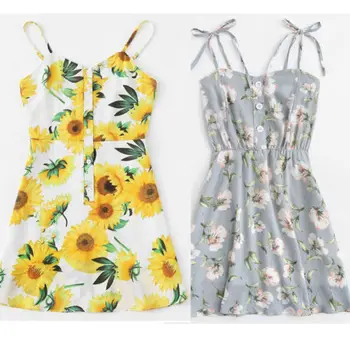 Women Summer Holiday Strappy Button Floral Print Ladies Summer Beach Cover-Up Ladies Mini Swimming Skirt Swing Sun Dress
Women Summer Holiday Strappy Button Floral Print Ladies Summer Beach Cover-Up Ladies Mini Swimming Skirt Swing Sun Dress