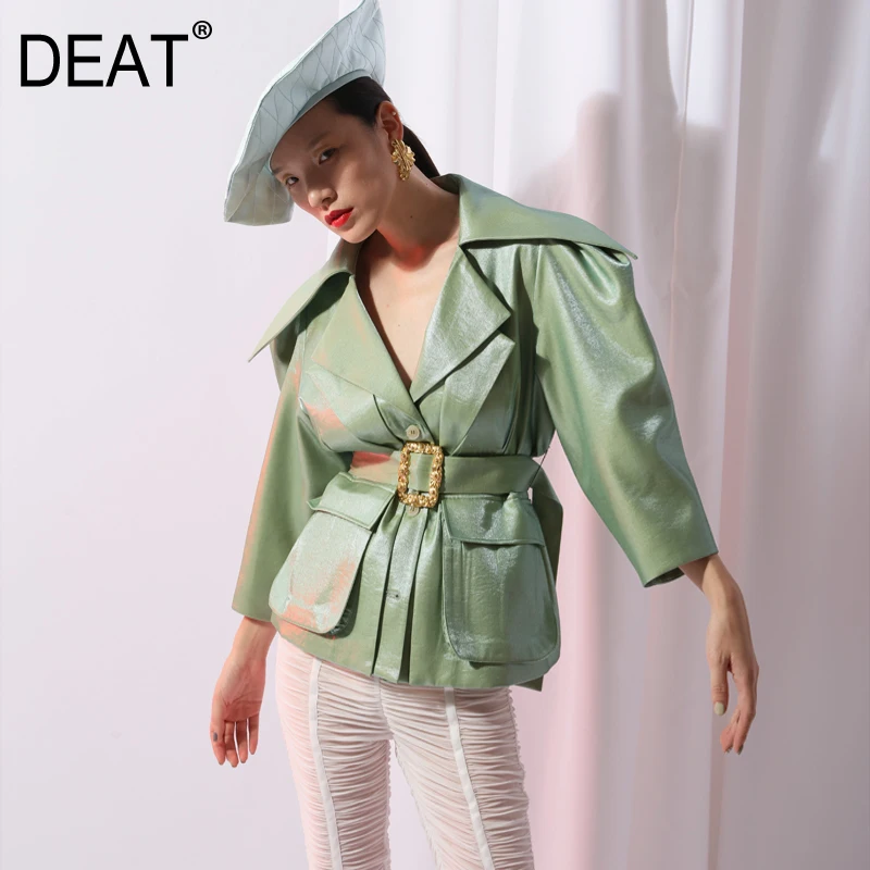DEAT 2019 New SUMMER Vintage PU Leather Turn-down Collar Covered Buttons Leather Jacket High Waist Belts Female
DEAT 2019 New SUMMER Vintage PU Leather Turn-down Collar Covered Buttons Leather Jacket High Waist Belts Female