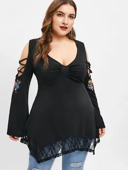 Wipalo Women Plus Size Lace Hem Open Shoulder T-Shirt Plunging Neck Criss Cross Flare Sleeve Asymmetrical Casual Tee Tops 5XL
Wipalo Women Plus Size Lace Hem Open Shoulder T-Shirt Plunging Neck Criss Cross Flare Sleeve Asymmetrical Casual Tee Tops 5XL