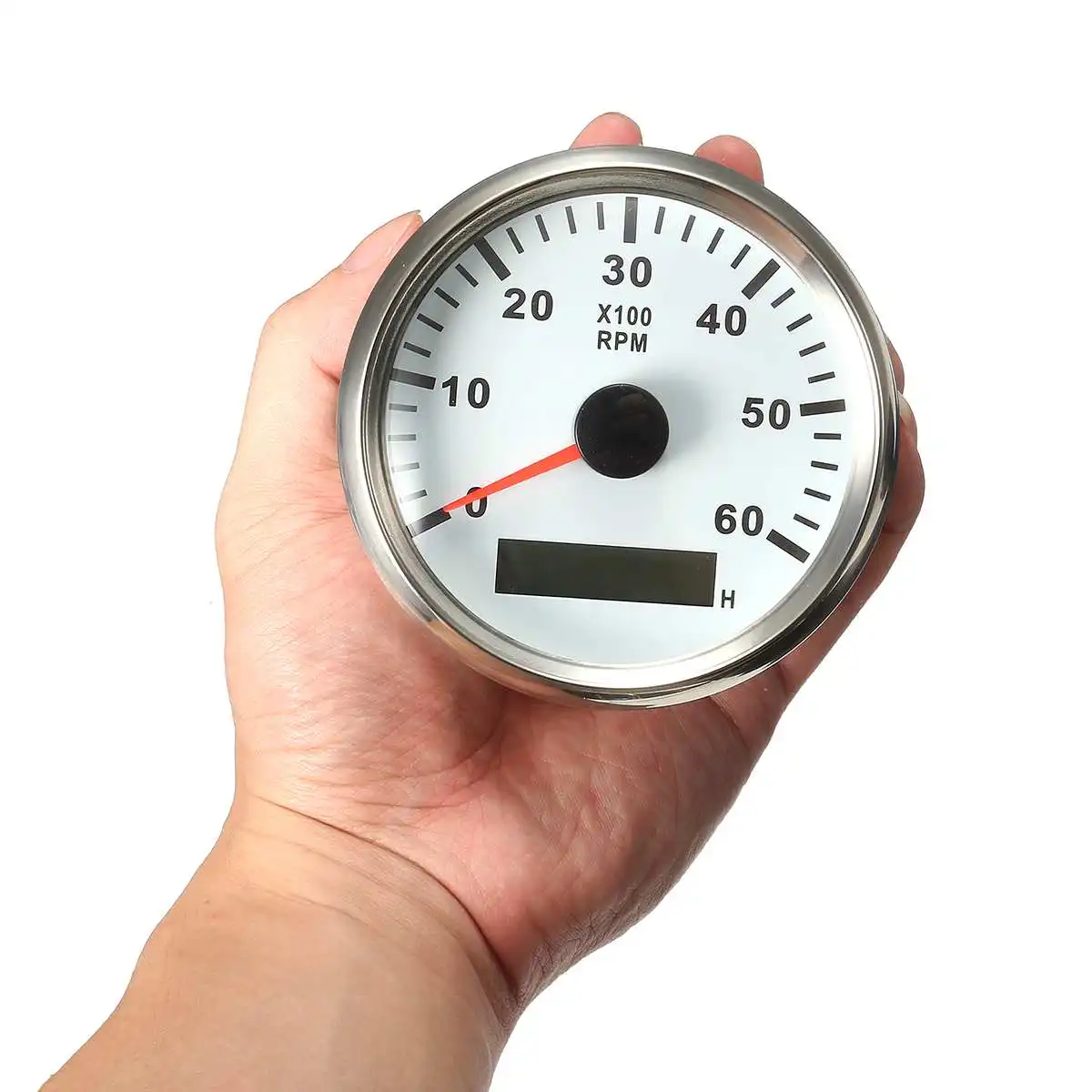 Boat RPM Meter Tachometer Hourmeter 0-6000 RPM 85mm black