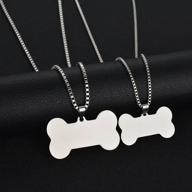 Black Gold silver Color Dog Bone Necklace Pendants Stainless Steel Blank Women Men Jewelry Memorial Gift Drop Shipping | Украшения и
