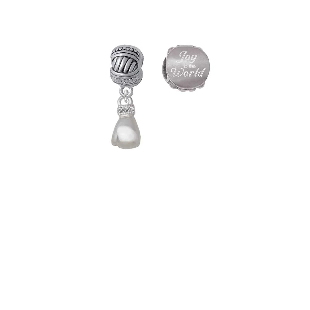Silvertone Small Boxing Glove Joy to the World Charm Beads (Set of 2) |