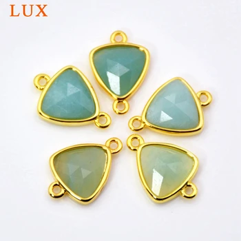 Nature Triangle Amazonite Stone Connectors in Blue Color Gold Bezel Charm Gems Stone Connector Beads Making Bracelet Jewelry
Nature Triangle Amazonite Stone Connectors in Blue Color Gold Bezel Charm Gems Stone Connector Beads Making Bracelet Jewelry