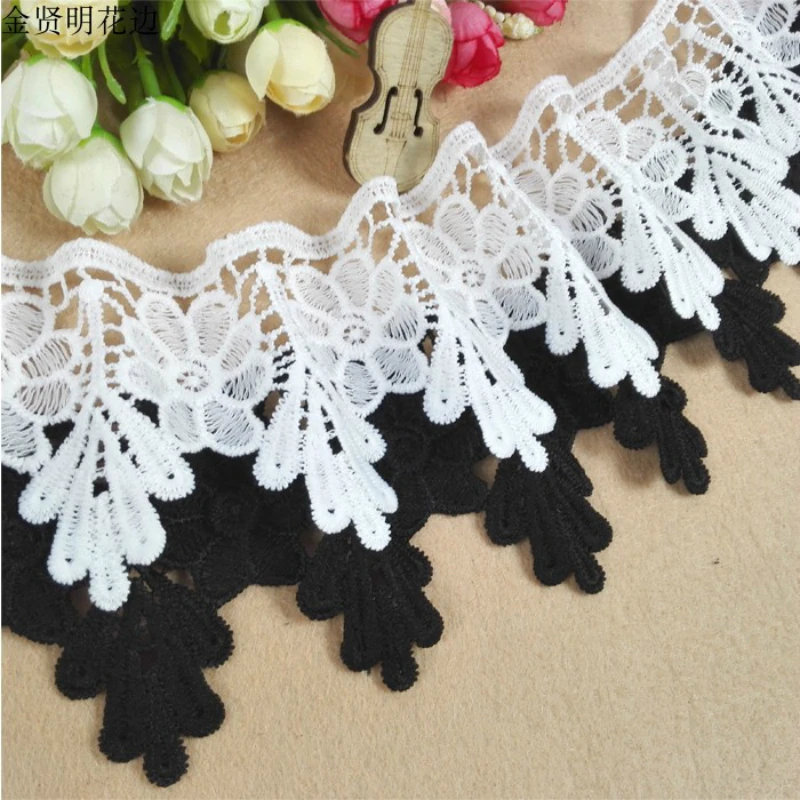 Wide 8cm Black White French Lace Fabric Embroidered Lace Edge Trim Ribbon DIY Clothes Edge Wrapping Wedding Guipure Supply
Wide 8cm Black White French Lace Fabric Embroidered Lace Edge Trim Ribbon DIY Clothes Edge Wrapping Wedding Guipure Supply
