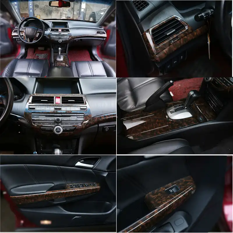 18pcs Set Abs Car Interior Wood Grain Color Cover Trim Panel