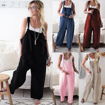 Hot Fashion 2019 Women Playsuits Solid Sleeveless Pockets Casual Wide Leg Pants Loose Lace Up Rompers Women Jumpsuit Overalls
Hot Fashion 2019 Women Playsuits Solid Sleeveless Pockets Casual Wide Leg Pants Loose Lace Up Rompers Women Jumpsuit Overalls