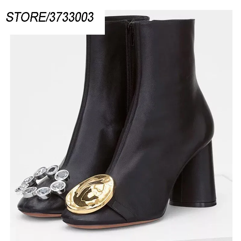2019 Newest Gold Buckle Rhinestone Unsymmetrical Ankle Boots Women Round Toe High Heel Shoes Woman Short Boots
2019 Newest Gold Buckle Rhinestone Unsymmetrical Ankle Boots Women Round Toe High Heel Shoes Woman Short Boots