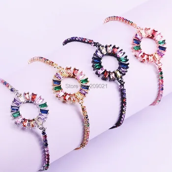 Fashion 8Pcs Micro Paved Rainbow CZ Zircon Circle Shape Slider Adjustable Chain Bracelet Mix Color Charm Bracelets for Women
Fashion 8Pcs Micro Paved Rainbow CZ Zircon Circle Shape Slider Adjustable Chain Bracelet Mix Color Charm Bracelets for Women