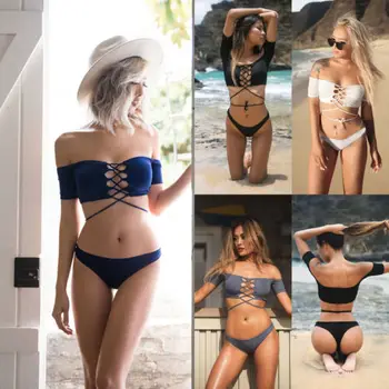 New style Women Hot Bikini Set Push Up Padded Bra Swimsuit Bandage Swimwear off shoulder Bathing suit Low waist beachwear 2018
New style Women Hot Bikini Set Push Up Padded Bra Swimsuit Bandage Swimwear off shoulder Bathing suit Low waist beachwear 2018