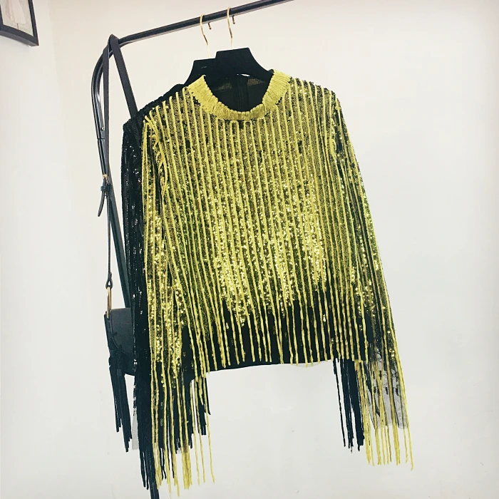 New arrival women blingbling gold sliver sweater round collar long sleeve lady knit pullover personality beading sweaters
New arrival women blingbling gold sliver sweater round collar long sleeve lady knit pullover personality beading sweaters