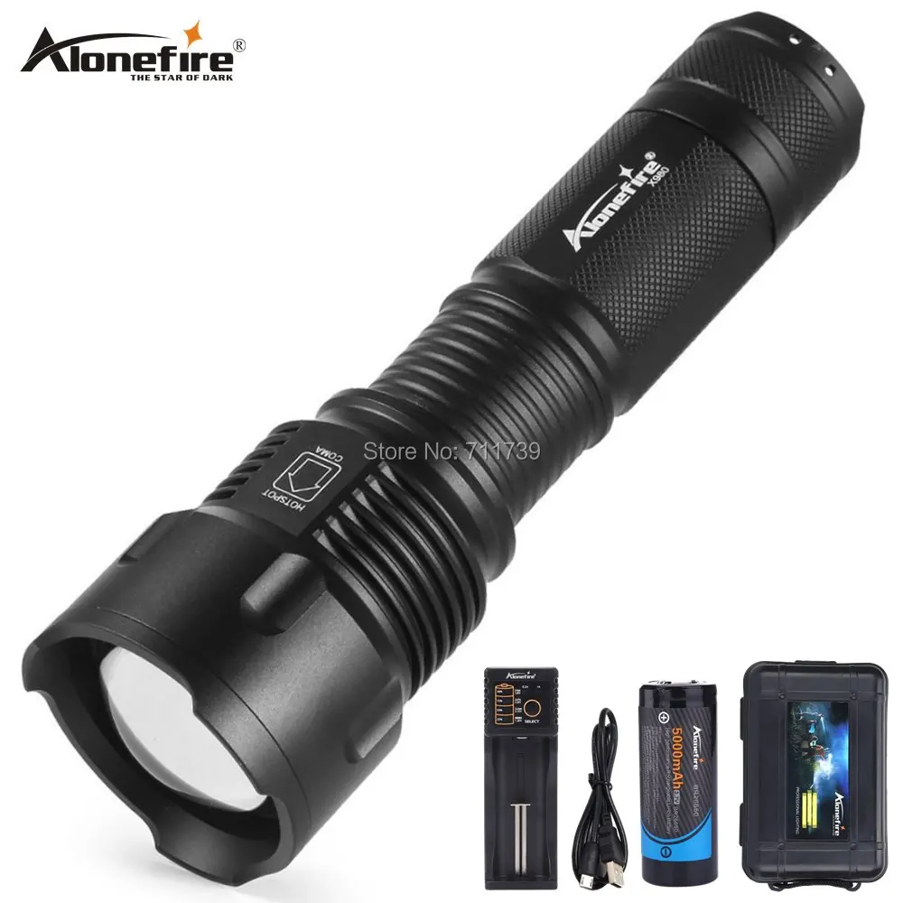 

AloneFire X980 Ultra Bright LED Flashlight 26650 Zoom Torch Waterproof T6 2000LM 3 Mode Light For 3x AA or 3.7v 26650 Battery
