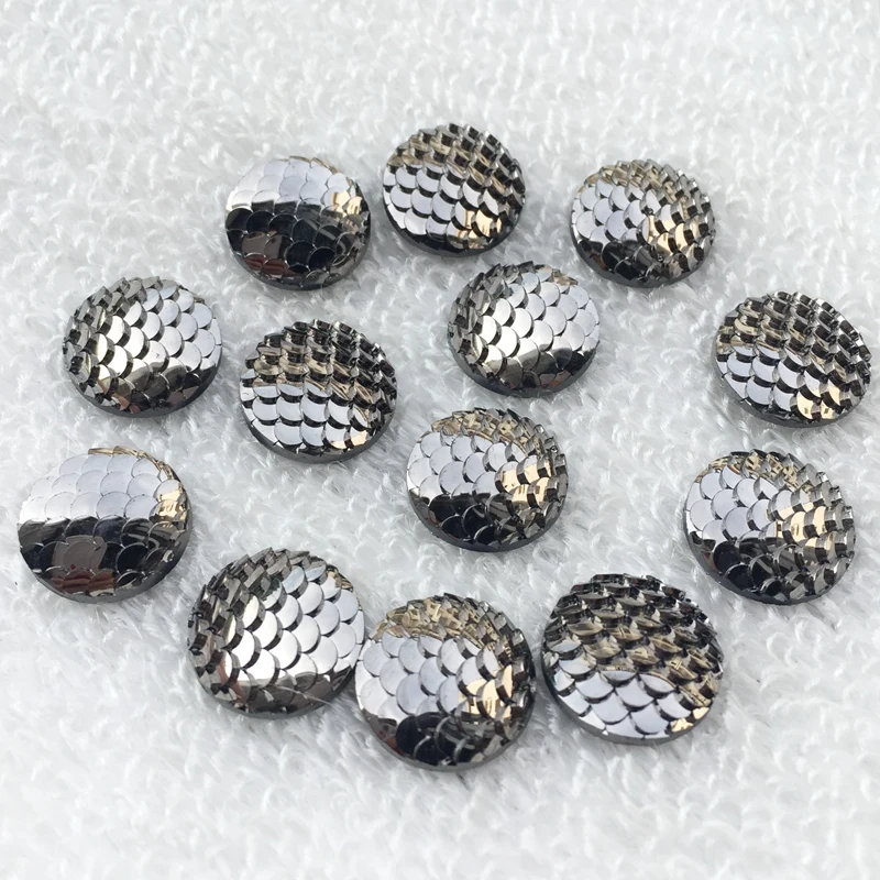 14mm 40pcs New Fashion Gun Black Plated Color Fish Scale Style Flat back Resin Cabochon For Bracelet Earrings accessories
14mm 40pcs New Fashion Gun Black Plated Color Fish Scale Style Flat back Resin Cabochon For Bracelet Earrings accessories