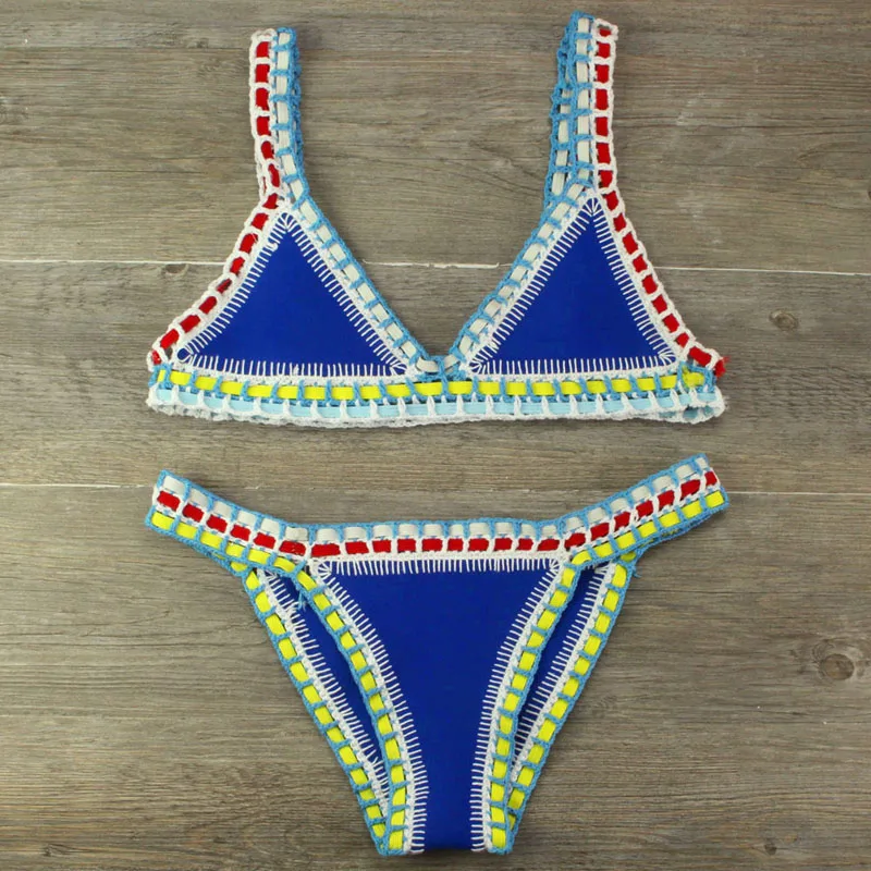 Women's Bikini Hand Crocheted Knit Patchwork Swimsuit Women Swimwear Beach Vacation Halter Top Maillot Biquini Bathing Suits
Women's Bikini Hand Crocheted Knit Patchwork Swimsuit Women Swimwear Beach Vacation Halter Top Maillot Biquini Bathing Suits