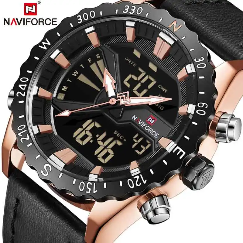 NAVIFORCE мужские военные повседневные часы роскошные креативные наручные с двойным