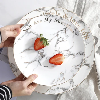 8 Inch 10 Inch Gold Gilded Stripe Ceramic Marble Pattern Porcelain Plate Set Dinner Steak Dish Tray Couples Wedding Gift Tools
8 Inch 10 Inch Gold Gilded Stripe Ceramic Marble Pattern Porcelain Plate Set Dinner Steak Dish Tray Couples Wedding Gift Tools