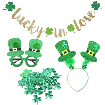 1 Set St. Patricks Day Shamrock Four-leaf Clover Decorative Garland Banner Props Scatters Table Confetti Headband for Birthday 
1 Set St. Patricks Day Shamrock Four-leaf Clover Decorative Garland Banner Props Scatters Table Confetti Headband for Birthday