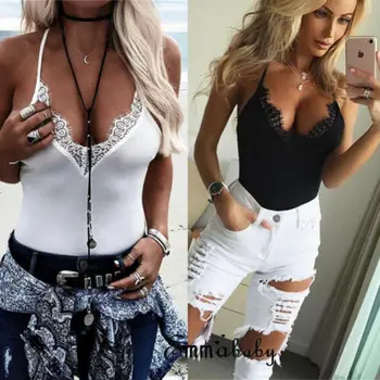 Women Summer Sexy Bodysuit Deep-V Neck Sleeveless Bodycon Playsuit Lace Leotard Vest Top Women Jumpsuit Tops
Women Summer Sexy Bodysuit Deep-V Neck Sleeveless Bodycon Playsuit Lace Leotard Vest Top Women Jumpsuit Tops