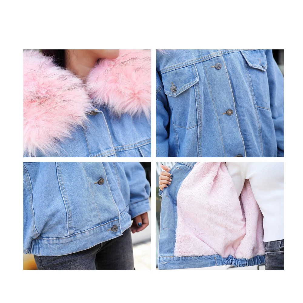 denim jacket with fur plus size