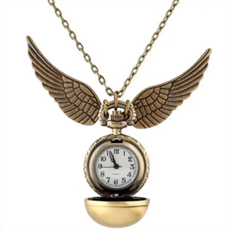 

Shellhard Retro Elegant Snitch Pocket Watch Quidditch Wings Pendant Necklace Clock Ball Pocket Watch