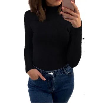 Women's Lady Casual Solid Color Shirt Turtleneck Sexy Tight Long Sleeve Tops Women Basic Shirt Spring Autumn 2018
Women's Lady Casual Solid Color Shirt Turtleneck Sexy Tight Long Sleeve Tops Women Basic Shirt Spring Autumn 2018