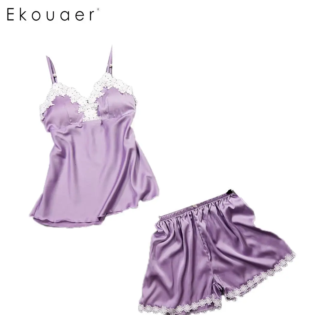 Ekouaer Shorts Pajamas Set Women Summer Lace Sleepwear V-Neck Adjustable Spaghetti Strap Floral Padded Pajama Set Nightwear
Ekouaer Shorts Pajamas Set Women Summer Lace Sleepwear V-Neck Adjustable Spaghetti Strap Floral Padded Pajama Set Nightwear