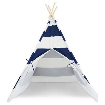 Portable Blue Teepee Tent Kids Playhouse Sleeping Dome Cotton Canvas Carrying Bag Included 
Portable Blue Teepee Tent Kids Playhouse Sleeping Dome Cotton Canvas Carrying Bag Included