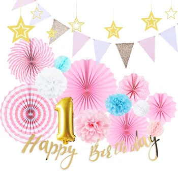16pcs Pink First Birthday Girl Party Decorations Hanging Glitter Star Garland Pom Pom Paper Fans for Baby Shower Party Supplies
16pcs Pink First Birthday Girl Party Decorations Hanging Glitter Star Garland Pom Pom Paper Fans for Baby Shower Party Supplies